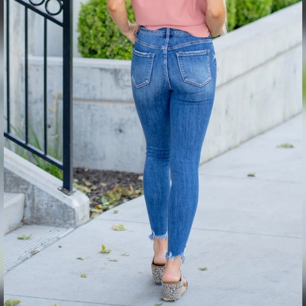 Women's Blue Ankle Cropped Jeans - Picture 2 of 12